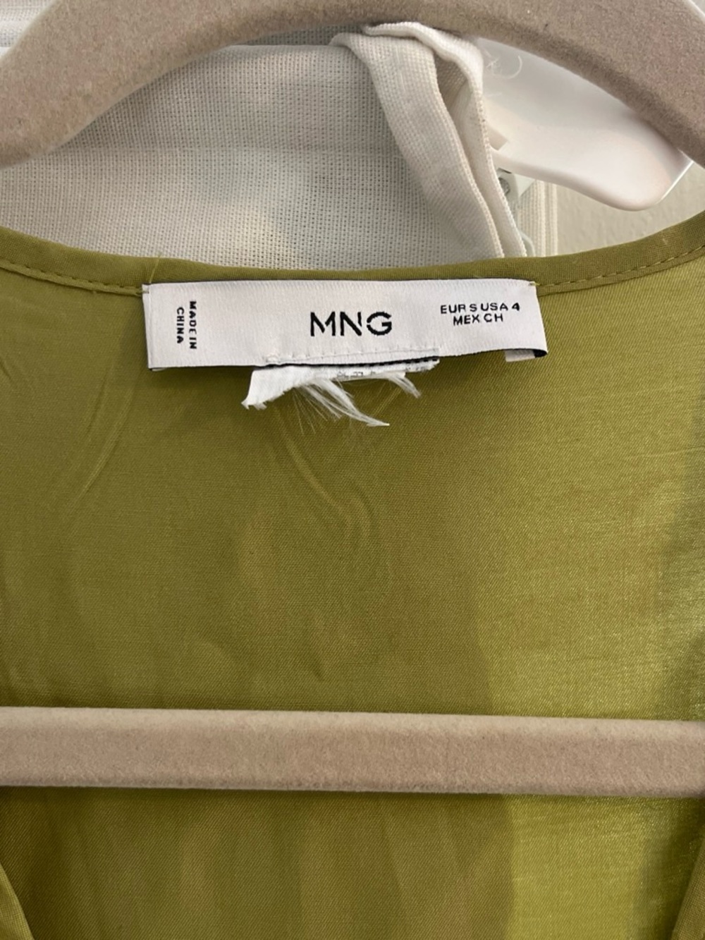 Mango Olive Green Midi Dress with V-Neck and Knot Detail - Picture 4 of 5
